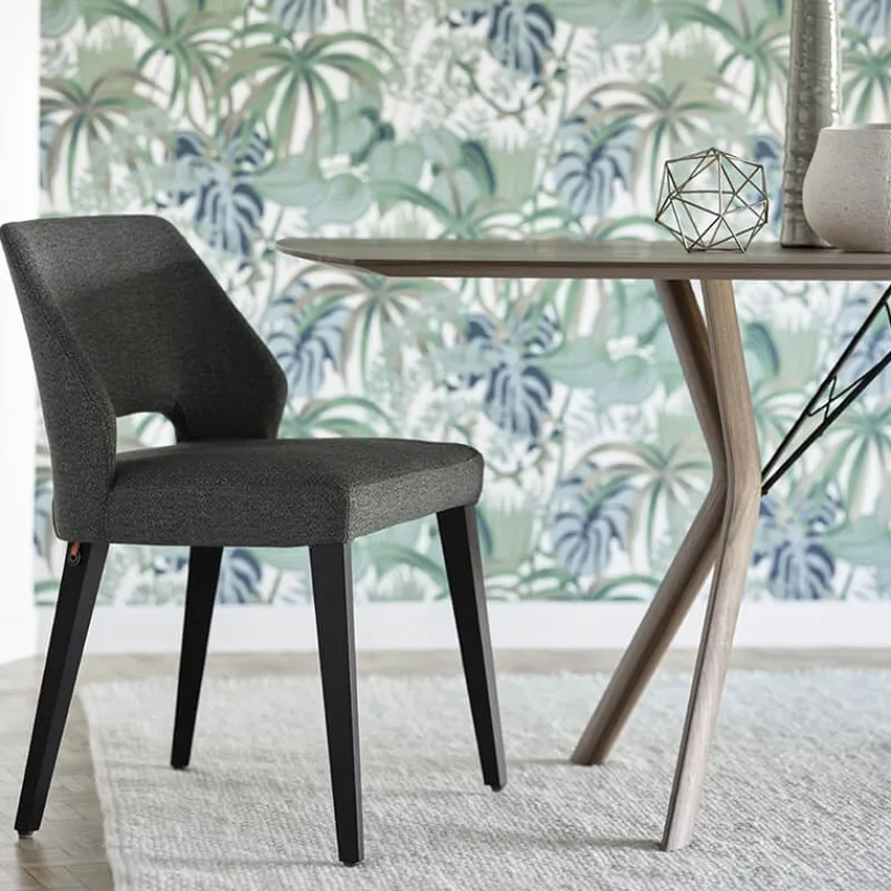 Mobitec Lena ® Chaise ajourée en tissu et pieds bois style moderne* Chaise De Salle à Manger|Chaise Salon