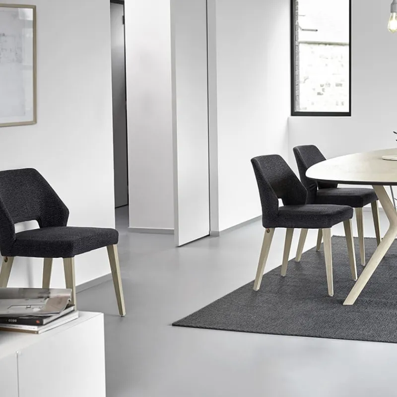Mobitec Lena ® Chaise ajourée en tissu et pieds bois style moderne* Chaise De Salle à Manger|Chaise Salon