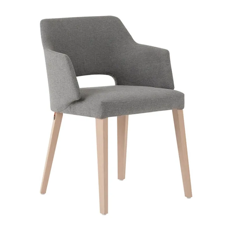 Mobitec Lena ® Fauteuil scandinave bois et tissu avec dossier ajouré* Chaise De Salle à Manger|Chaise Salon