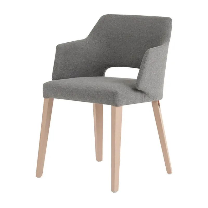Mobitec Lena ® Fauteuil scandinave bois et tissu avec dossier ajouré* Chaise De Salle à Manger|Chaise Salon