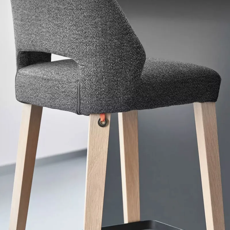 Mobitec Lena ® Tabouret snack scandinave en tissu et bois avec dossier ajouré* Tabouret Snack (assise +/- 65 Cm)|Tabouret De Bar (assise +/- 80 Cm)