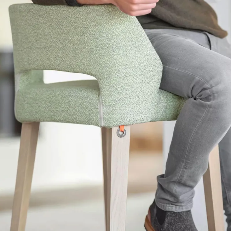 Mobitec Lena ® Tabouret snack scandinave en tissu et bois avec dossier ajouré* Tabouret Snack (assise +/- 65 Cm)|Tabouret De Bar (assise +/- 80 Cm)