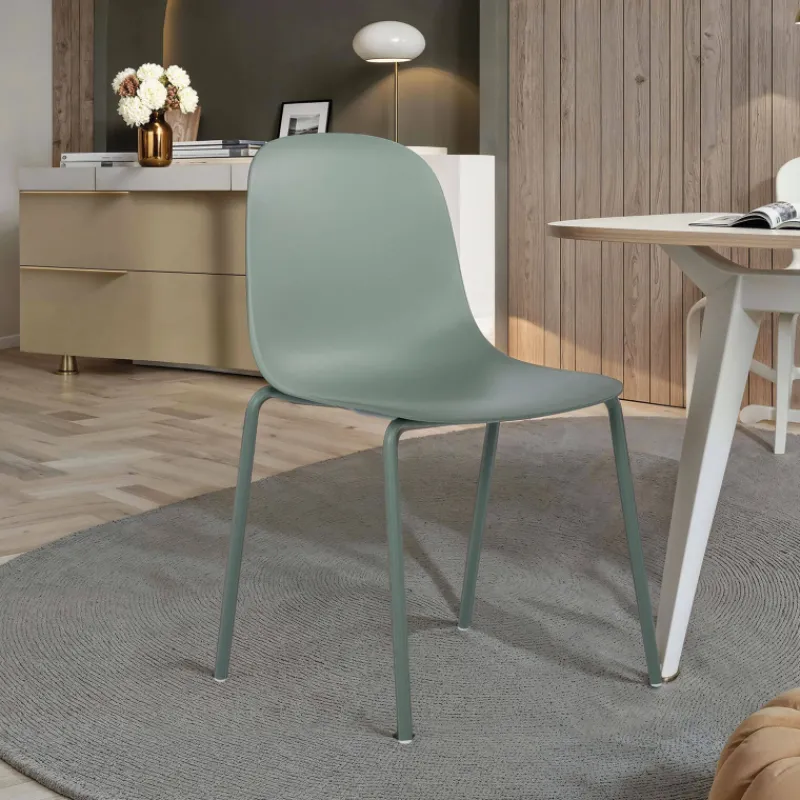 LilyChaise coque moderne empilable en polypropylène avec pieds en métal* Chaise De Cuisine|Chaise De Salle à Manger