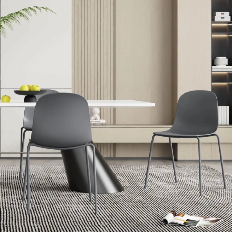 LilyChaise coque moderne empilable en polypropylène avec pieds en métal* Chaise De Cuisine|Chaise De Salle à Manger