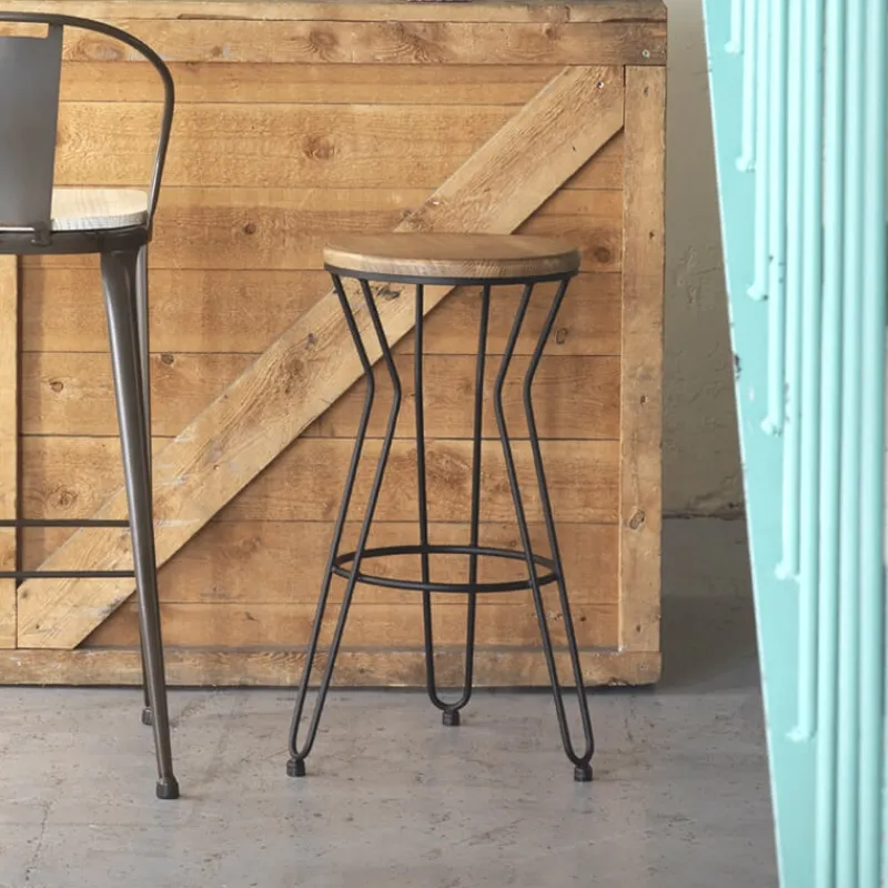 Jayso Lisboa Tabouret haut sans dossier design industriel* Tabouret Snack (assise +/- 65 Cm)|Tabouret De Bar (assise +/- 80 Cm)