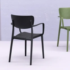 Loft Chaise moderne avec accoudoirs en polypropylène micro perforé* Chaise De Cuisine|Chaise De Salle à Manger