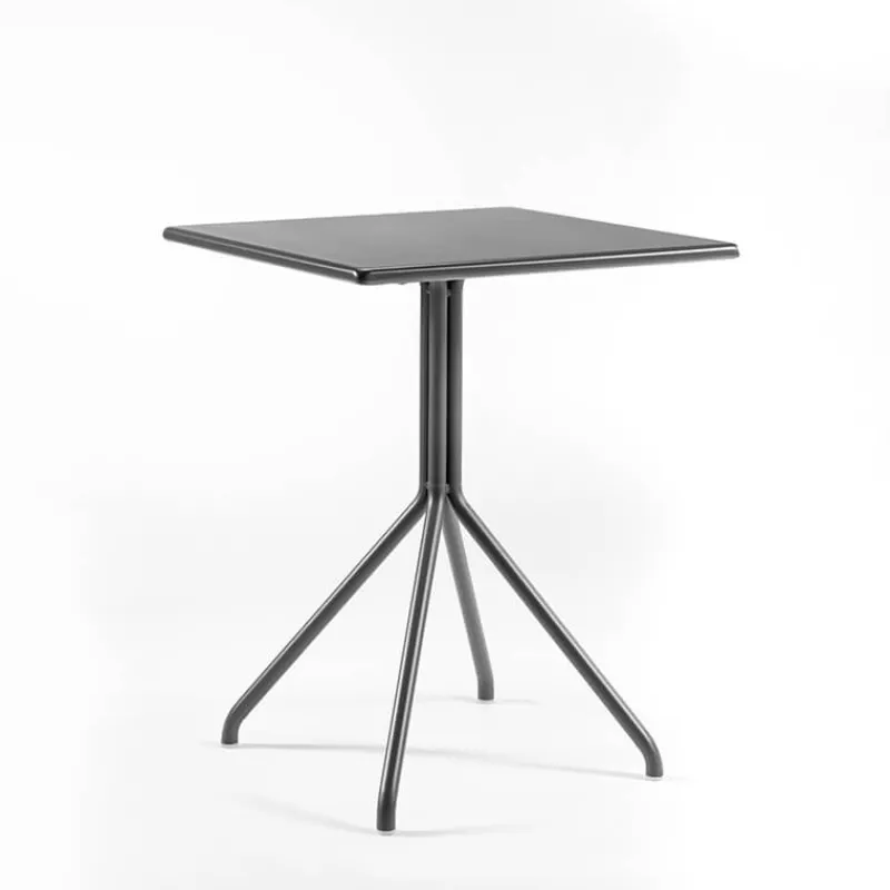 LOL Table de jardin carrée italienne en métal plateau composite* Table De Jardin