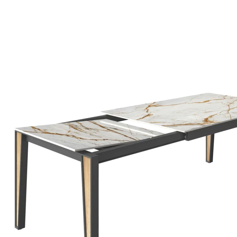 Cancio London Table en Dekton extensible avec pieds en métal et bois* Table De Salle à Manger