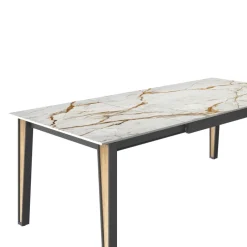 Cancio London Table en Dekton extensible avec pieds en métal et bois* Table De Salle à Manger