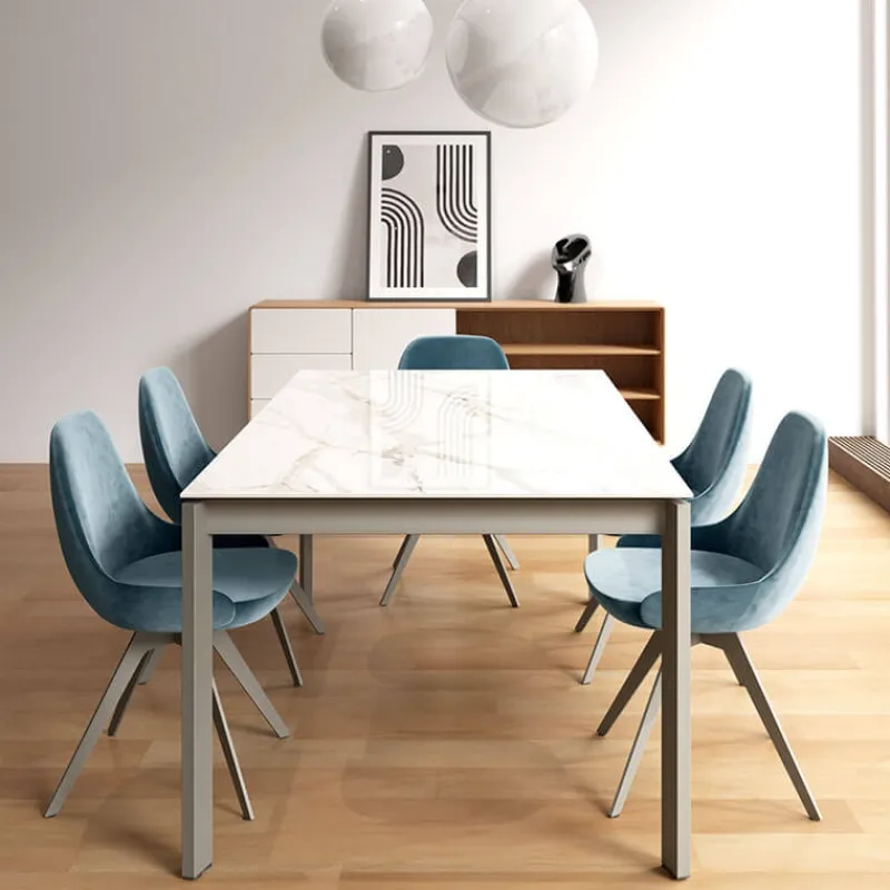Cancio Lotus Table extensible en Dekton avec pieds en métal* Table De Salle à Manger
