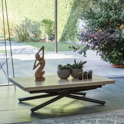 Altacom Lotus Table italienne rabattable et relevable en mélaminé avec pieds mikado* Table De Salle à Manger|Table De Salon