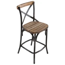 MadieTabouret bistrot en métal patiné et bois vieilli* Tabouret Snack (assise +/- 65 Cm)|Tabouret De Bar (assise +/- 80 Cm)