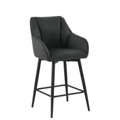 MartinTabouret snack pivotant avec accoudoirs en tissu recyclé et pieds en métal* Tabouret Snack (assise +/- 65 Cm)|Tabouret De Bar (assise +/- 80 Cm)