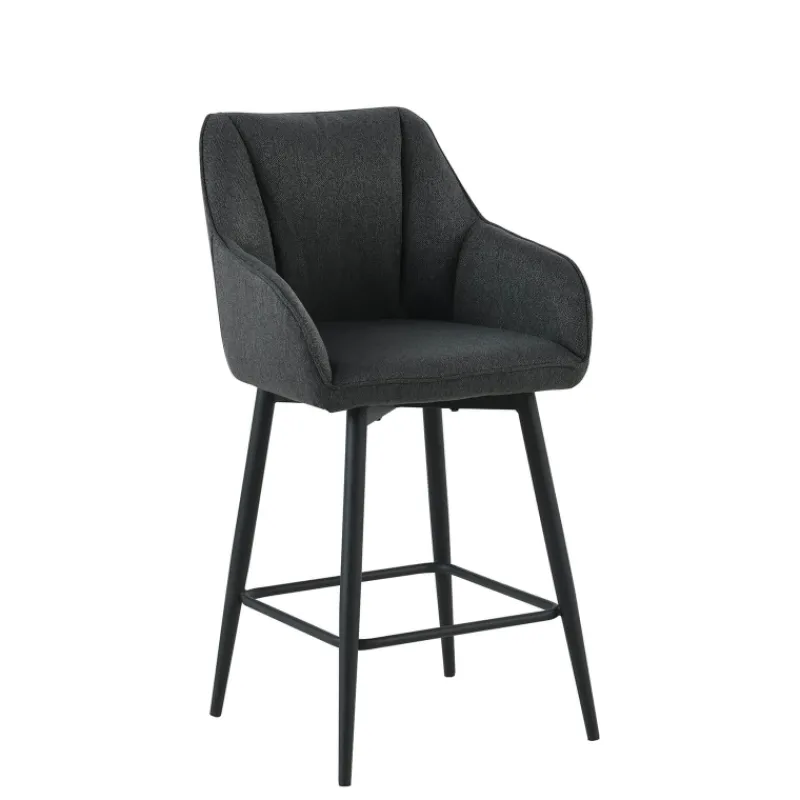 MartinTabouret snack pivotant avec accoudoirs en tissu recyclé et pieds en métal* Tabouret Snack (assise +/- 65 Cm)|Tabouret De Bar (assise +/- 80 Cm)