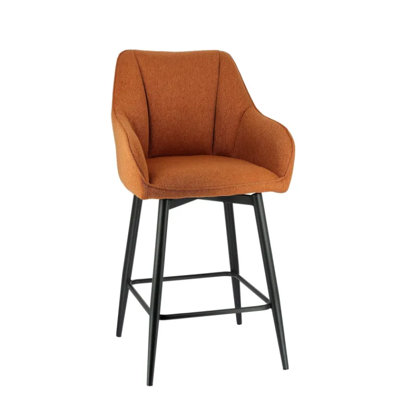 MartinTabouret snack pivotant avec accoudoirs en tissu recyclé et pieds en métal* Tabouret Snack (assise +/- 65 Cm)|Tabouret De Bar (assise +/- 80 Cm)