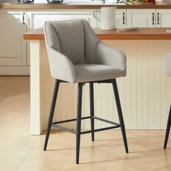 MartinTabouret snack pivotant avec accoudoirs en tissu recyclé et pieds en métal* Tabouret Snack (assise +/- 65 Cm)|Tabouret De Bar (assise +/- 80 Cm)