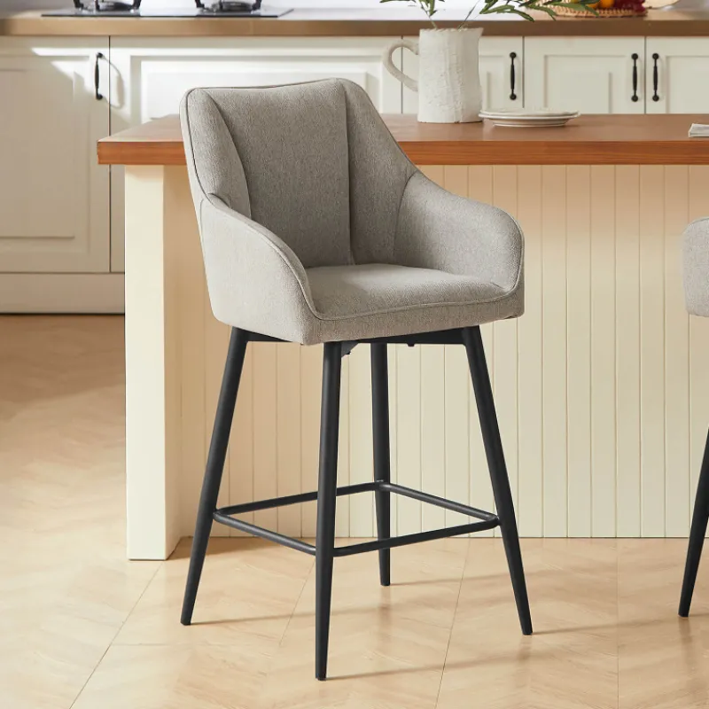MartinTabouret snack pivotant avec accoudoirs en tissu recyclé et pieds en métal* Tabouret Snack (assise +/- 65 Cm)|Tabouret De Bar (assise +/- 80 Cm)