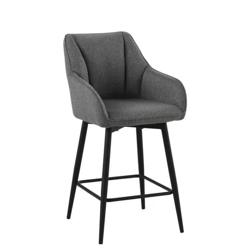 MartinTabouret snack pivotant avec accoudoirs en tissu recyclé et pieds en métal* Tabouret Snack (assise +/- 65 Cm)|Tabouret De Bar (assise +/- 80 Cm)
