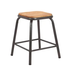 MatisTabouret bas industriel en métal assise bois* Tabouret Bas (assise +/- 45 Cm)