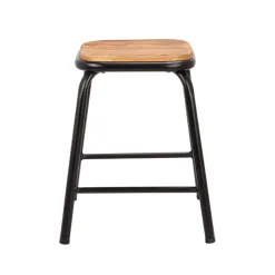 MatisTabouret bas industriel en métal assise bois* Tabouret Bas (assise +/- 45 Cm)