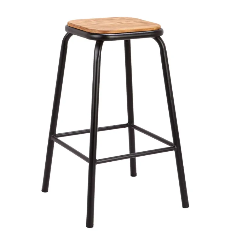 MaxTabouret snack industriel sans dossier en métal assise bois* Tabouret Snack (assise +/- 65 Cm)|Tabouret De Bar (assise +/- 80 Cm)