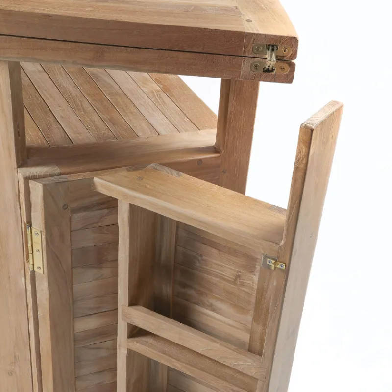 Medicis MenhirBar de jardin avec rangement pliable en teck massif* Table De Jardin