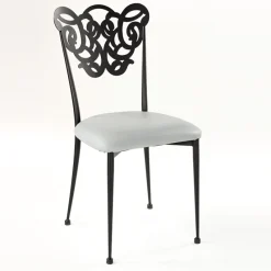 Jayso Milos Chaise provençale en métal assise synthétique rembourrée* Chaise De Cuisine|Chaise De Salle à Manger