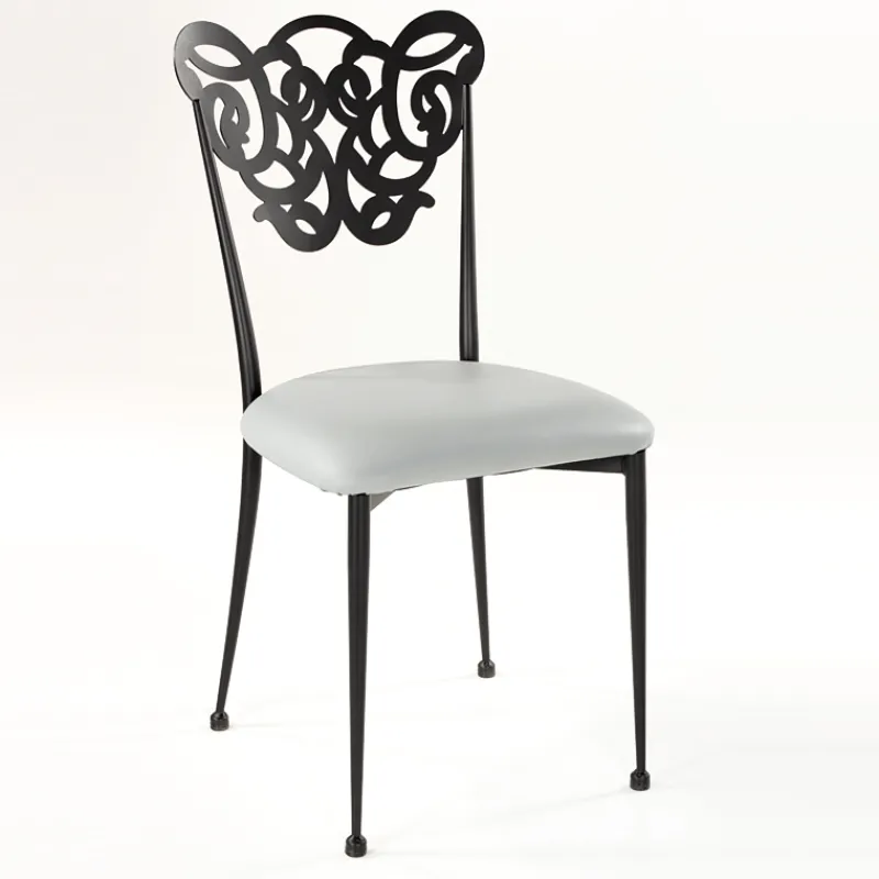 Jayso Milos Chaise provençale en métal assise synthétique rembourrée* Chaise De Cuisine|Chaise De Salle à Manger