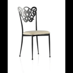 Jayso Milos Chaise provençale en métal assise synthétique rembourrée* Chaise De Cuisine|Chaise De Salle à Manger