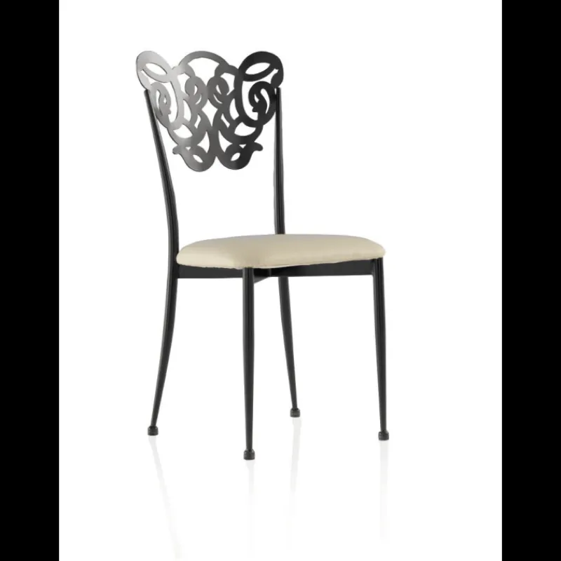 Jayso Milos Chaise provençale en métal assise synthétique rembourrée* Chaise De Cuisine|Chaise De Salle à Manger