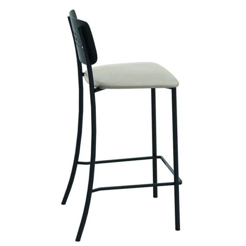 Perfecta Miro Tabouret snack de cuisine en simili rembourré avec dossier strié en métal* Tabouret Snack (assise +/- 65 Cm)|Tabouret De Bar (assise +/- 80 Cm)