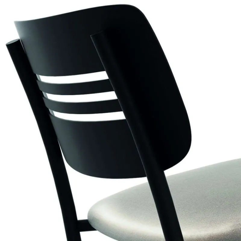 Perfecta Miro Tabouret snack de cuisine en simili rembourré avec dossier strié en métal* Tabouret Snack (assise +/- 65 Cm)|Tabouret De Bar (assise +/- 80 Cm)