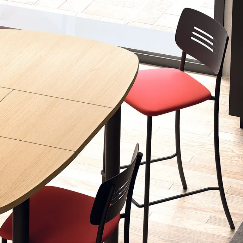 Perfecta Miro Tabouret snack de cuisine en simili rembourré avec dossier strié en métal* Tabouret Snack (assise +/- 65 Cm)|Tabouret De Bar (assise +/- 80 Cm)