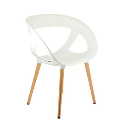 Moema Fauteuil design italien coque ajourée en technopolymère et pieds en bois* Chaise De Cuisine|Chaise De Salle à Manger