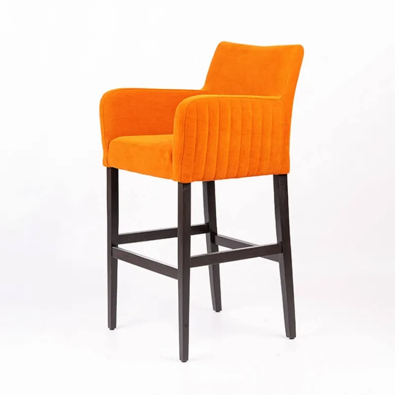 Sessio Moritz line Tabouret de bar en tissu avec accoudoirs dos matelassé et pieds en bois* Tabouret De Bar (assise +/- 80 Cm)
