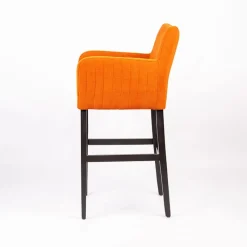 Sessio Moritz line Tabouret de bar en tissu avec accoudoirs dos matelassé et pieds en bois* Tabouret De Bar (assise +/- 80 Cm)