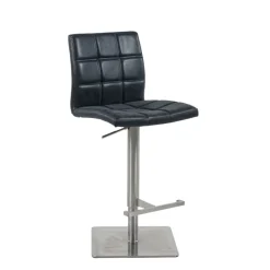 NantesTabouret ajustable en hauteur coque matelassée et structure en acier brossé* Tabouret Snack (assise +/- 65 Cm)|Tabouret De Bar (assise +/- 80 Cm)