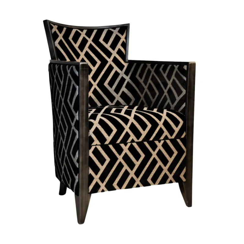 Paget Nathan Fauteuil art déco fabriqué en France en tissu et bois massif* Fauteuil De Salon