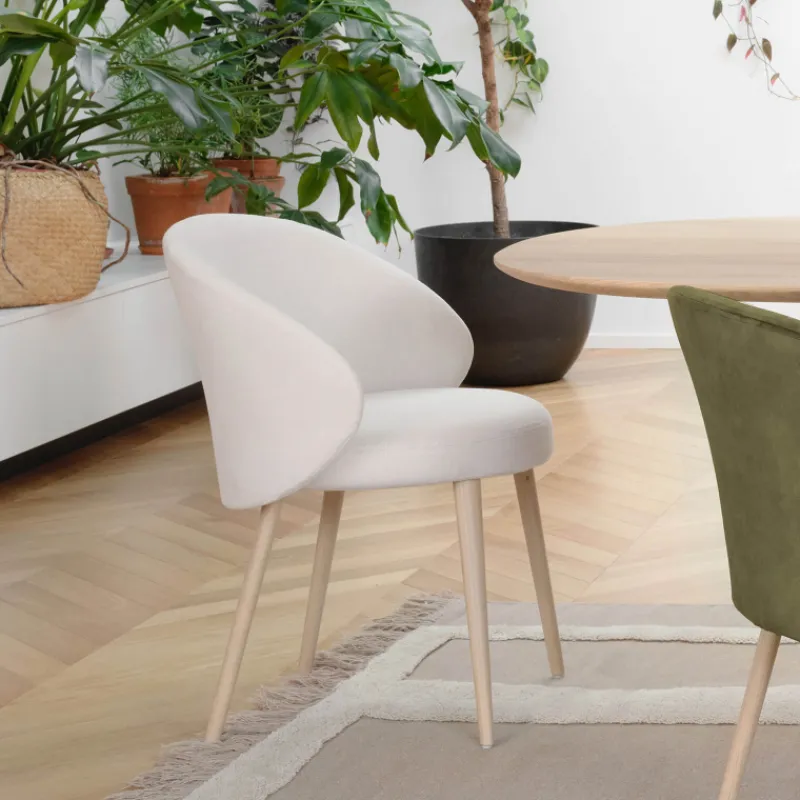 Mobitec Neo ® Fauteuil cosy confortable en tissu et pieds bois* Chaise De Salle à Manger|Chaise Salon