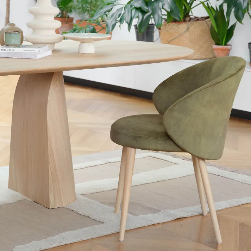 Mobitec Neo ® Fauteuil cosy confortable en tissu et pieds bois* Chaise De Salle à Manger|Chaise Salon
