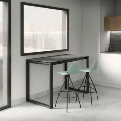 Cancio Neox Table snack en céramique avec pieds forme traineau en métal faible profondeur* Table De Cuisine|Table De Salle à Manger