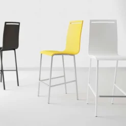Cancio Nera Tabouret snack en métal et bois hauteur 65 cm* Tabouret Snack (assise +/- 65 Cm)|Tabouret De Bar (assise +/- 80 Cm)