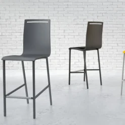 Cancio Nera Tabouret snack en métal et bois hauteur 65 cm* Tabouret Snack (assise +/- 65 Cm)|Tabouret De Bar (assise +/- 80 Cm)