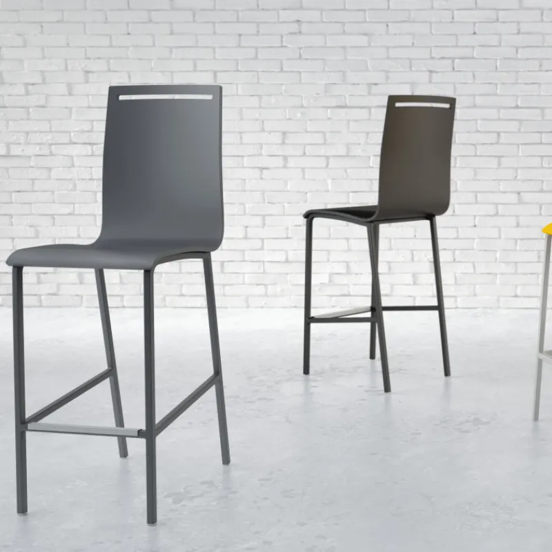 Cancio Nera Tabouret snack en métal et bois hauteur 65 cm* Tabouret Snack (assise +/- 65 Cm)|Tabouret De Bar (assise +/- 80 Cm)