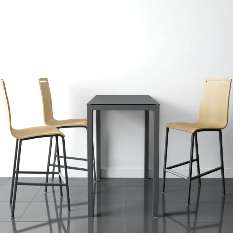 Cancio Nera Tabouret snack en métal et bois hauteur 65 cm* Tabouret Snack (assise +/- 65 Cm)|Tabouret De Bar (assise +/- 80 Cm)