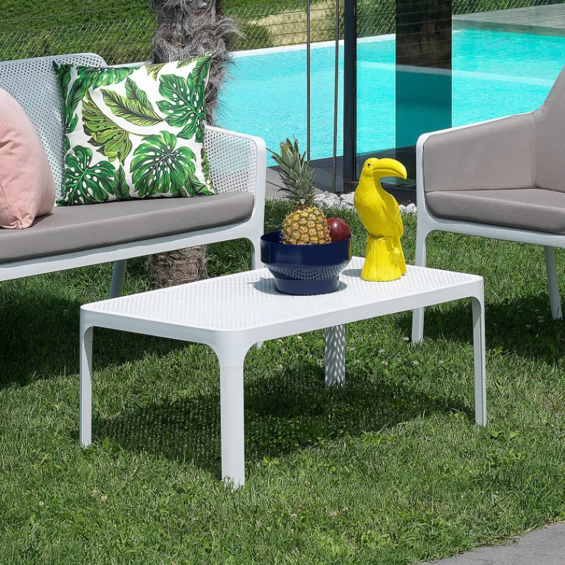 Net Table basse de jardin moderne avec plateau micro perforé 100 x 60 cm* Table De Jardin