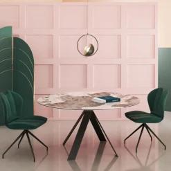 Akante New AustinTable moderne en céramique extensible avec pieds en métal noir* Table De Salle à Manger