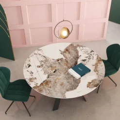 Akante New AustinTable moderne en céramique extensible avec pieds en métal noir* Table De Salle à Manger
