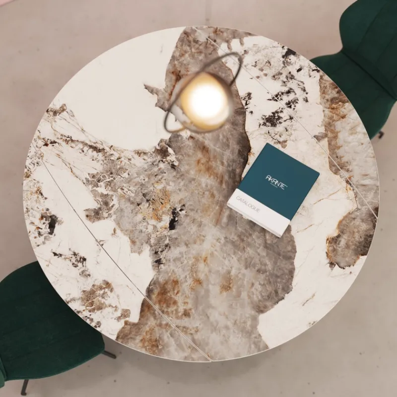 Akante New AustinTable moderne en céramique extensible avec pieds en métal noir* Table De Salle à Manger