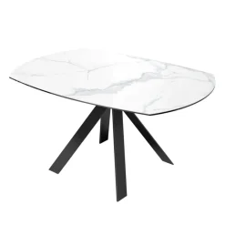 Akante New AustinTable moderne en céramique extensible avec pieds en métal noir* Table De Salle à Manger